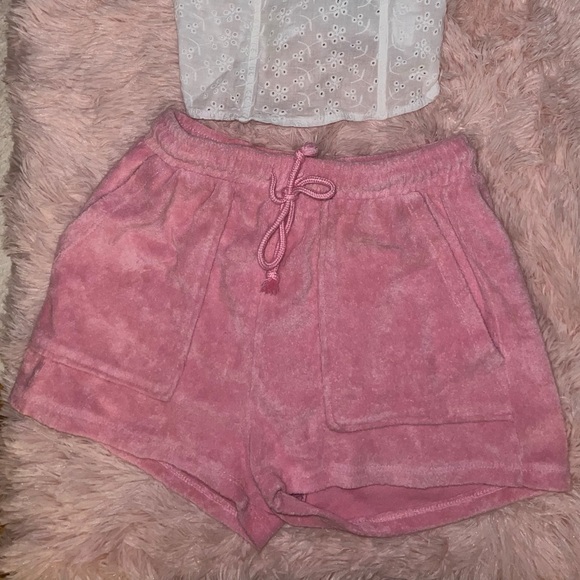 zara light pink french terry high rise lounge shorts - Picture 7 of 7